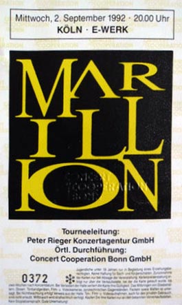 Ticket: E-Werk, Cologne - 02.09.1992