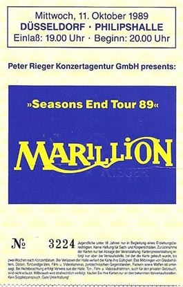 Ticket: Philipshalle, Düsseldorf - 11.10.1989