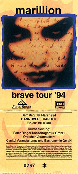 Ticket: Capitol, Hannover - 19.03.1994